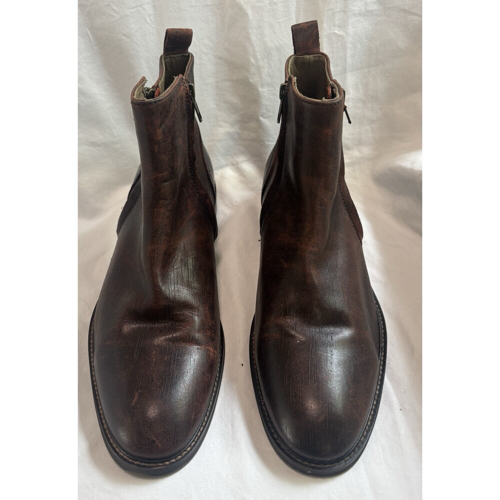 Aston Grey Helani Boots Mens Sz 10 Brown Leather Ankle Zip Up New Without Box